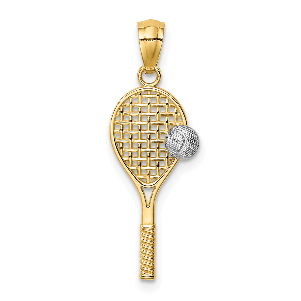 Million Charms 14k Yellow Gold w/White Rhodium Tennis Necklace Charm Pendant